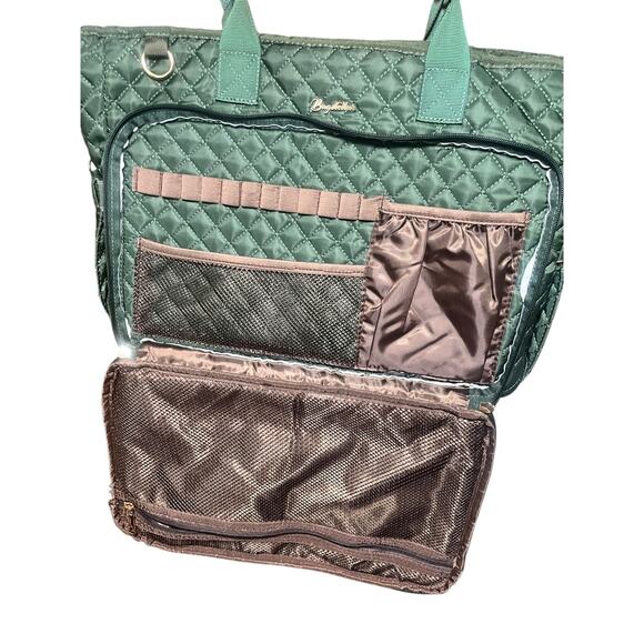 Bagstellar Green Quilted Weekender Tote Bag w/ Multi-Function Pockets - Picture 3 of 10